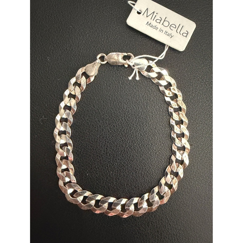 Sterling Silver Bracelet Miabella Italy Curb Link 925